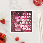 シックはっきりしたピンクグリッターレトロディスコボール結婚ズ スタンダードカクテルナプキン (インサイチュ)