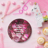 シックはっきりしたピンクグリッターレトロディスコボール結婚ズ ペーパープレート (パーティー)