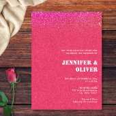 シックはっきりしたピンクグリッターレトロディスコボール結婚ズ 招待状