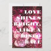 シックはっきりしたピンクグリッターレトロディスコボール結婚ズ 招待状 (正面)