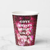 シックはっきりしたピンクグリッターレトロディスコボール結婚ズ 紙コップ (裏面)