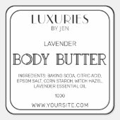 シックはっきりしたブラックモダンおよびホワイト体バターラベル スクエアシール (正面)