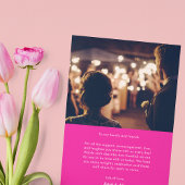 シックはっきりしたホットピンクグリッターレトロディスコボールフォト サンキューカード