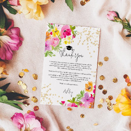 シックはっきりしたボホグリッター水彩卒業 サンキューカード