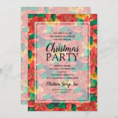 シックはっきりしたポインセティアスクリスマスパーティの招待状 (正面/裏面)