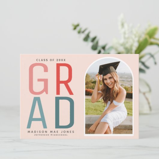 シックはっきりしたモダンフォト卒業パーティー招待状 招待状 (スタンド正面)