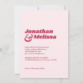 シックはっきりしたレトロビバマゼンタピンクウィズ結婚ズ 招待状 (正面)