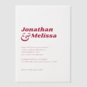 シックはっきりしたレトロホットピンクタイポグラフィ結婚ズ ベラム紙招待状 (正面)