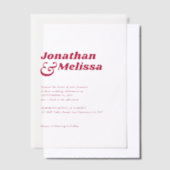 シックはっきりしたレトロホットピンクタイポグラフィ結婚ズ ベラム紙招待状 (オフセット)