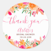 シックはっきりした秋フローラ水カラーブライダルシャワー ラウンドシール (正面)