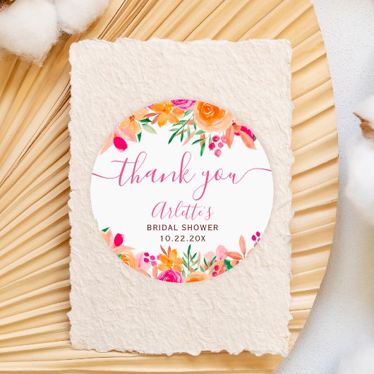 シックはっきりした秋フローラ水カラーブライダルシャワー ラウンドシール
