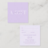 シックはっきりした薄紫ラベンダービジネスギフト証明書 割引カード (正面/裏面)