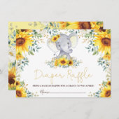 シックひまわりジャングルエレファントベビーおむつラッフル エンクロージャーカード (正面/裏面)