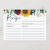 シックひまわりフローラブライダルシャワーレシピカード エンクロージャーカード (正面)