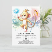 シックよくはしゃぐサル誕生日 招待状 (スタンド正面)