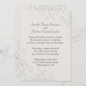 シックアイボリーとホワイトクラシック結婚式招待状 招待状 (正面/裏面)