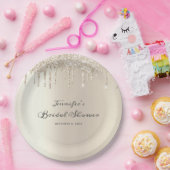 シックアイボリーグリッタードライバースクリプトブライダルシャワー ペーパープレート (パーティー)