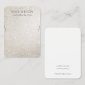 シックアイボリーシルバースパークルグリッターネックレスディスプレイ 名刺 (正面/裏面)