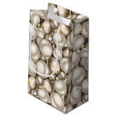 シックアイボリーシルバー金ゴールドバウブルオーナメントパターン スモールペーパーバッグ (裏面アングル)