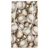 シックアイボリーシルバー金ゴールドバウブルオーナメントパターン スモールペーパーバッグ (正面)