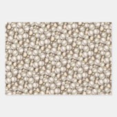 シックアイボリーシルバー金ゴールドバウブルオーナメントパターン ラッピングペーパーシート (正面3)