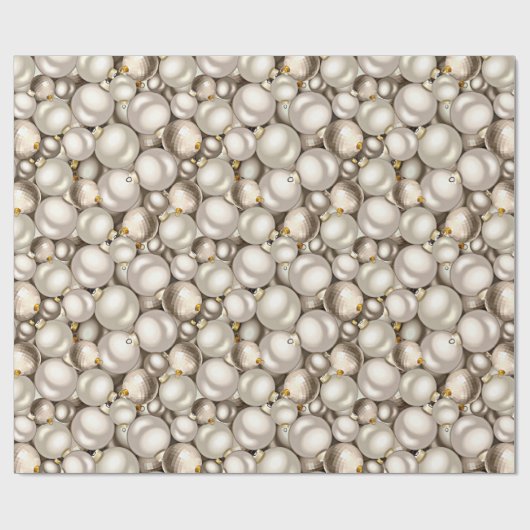 シックアイボリーシルバー金ゴールドバウブルオーナメントパターン ラッピングペーパー (フラット)