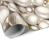 シックアイボリーシルバー金ゴールドバウブルオーナメントパターン ラッピングペーパー (ロールコーナー)