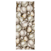 シックアイボリーシルバー金ゴールドバウブルオーナメントパターン ワインギフトバッグ (裏面)