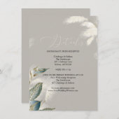 シックアイボリーティール(緑がかった色)パンパスグラス 招待状 (正面/裏面)