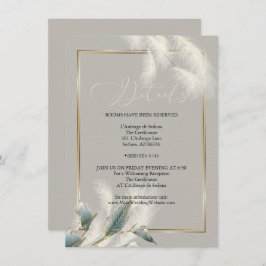 シックアイボリーパンパスグラスティール（緑がかった色）アンスリウム 招待状