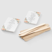 シックアイボリーピーチピンクフローラ結婚式 プログラム ハンドファン (組立なし)