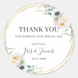 シックアイボリーフローラ牡丹グリーンリー結婚式の引き出物 ラウンドシール