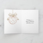 シックアイボリーホワイトドットボウオーナメントクリスマス カード (内部)