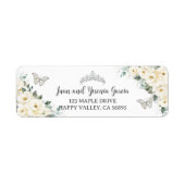 シックアイボリーホワイトフローラキンセアニェラ差出人住所 ラベル (正面)