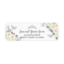 シックアイボリーホワイトフローラキンセアニェラ差出人住所 ラベル