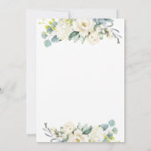 シックアイボリーホワイトフローラグリーナリー結婚ズ 招待状 (裏面)