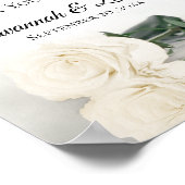 シックアイボリーホワイトローズギフト&カー結婚ドのサイン ポスター (角)