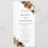 シックアイボリーラストブルゴーニュフローラ結婚式 プログラム (正面/裏面)