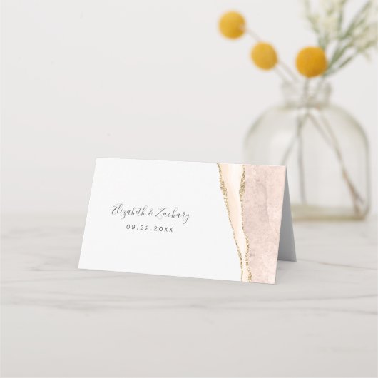 シックアイボリー金ゴールドアゲ結婚ートのテーブル プレイスカード (裏面)