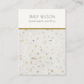 シックアイボリー金ゴールドテラッツォマーブルテクスチャ2イヤリング 名刺 (正面)