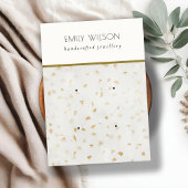 シックアイボリー金ゴールドテラッツォマーブルテクスチャ2イヤリング 名刺