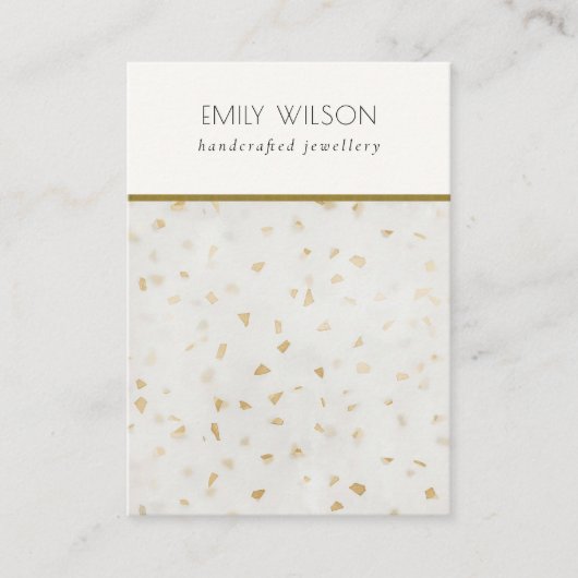 シックアイボリー金ゴールドテラッツォ空白のジュエリーディスプレイ 名刺 (正面)