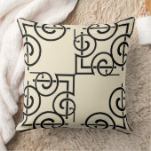 シックアイボリー金ゴールド名黒装飾用クッション クッション (ブランケット)