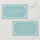 シックアクアアンドホワイトギリシャ鍵 名刺 (正面/裏面)