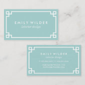 シックアクアアンドホワイトギリシャ鍵 名刺 (正面/裏面)