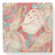 シックアクアターコイズコーラルレッドシーシェルズパターン