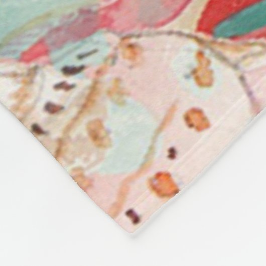 シックアクアターコイズコーラルレッドシーシェルズパターン フリースブランケット (角)