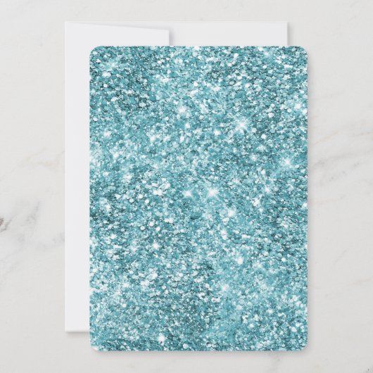 シックアクアターコイズブルーグラム誕生日 招待状 (裏面)