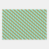 シックアクアブルーと金ゴールド ストライプの ラッピングペーパーシート (正面3)