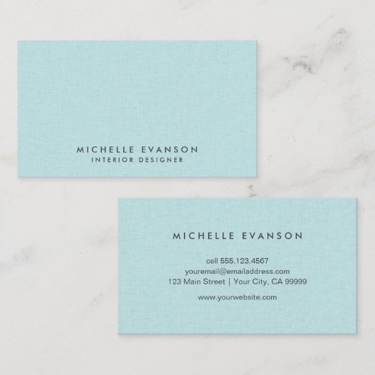 シックアクアブルーリネンシンプルプロフェッショナル 名刺 (正面/裏面)